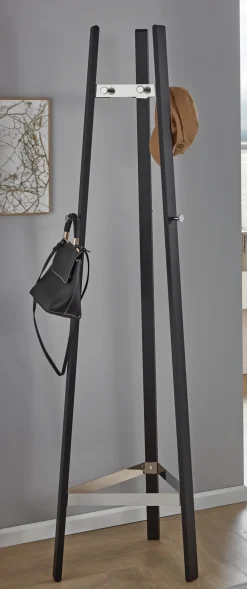 Garderobenständer PAUL 47 x 177 cm Metall Chrom/schwarz