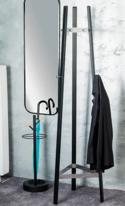 Garderobenständer PAUL 47 x 177 cm Metall Chrom/schwarz