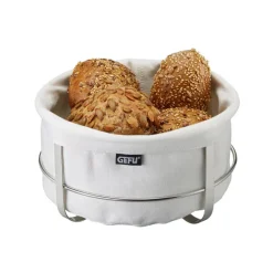 GEFU Brotkorb BRUNCH Ø 21,5 cm Edelstahl silberfarbig / weiß