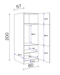 QUARTIER Geräteumbauschrank NEO 60 x 200 x 57 cm Weiß