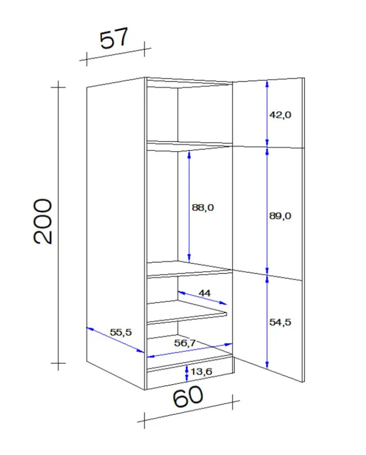 QUARTIER Geräteumbauschrank NEO 60 x 200 x 57 cm Weiß