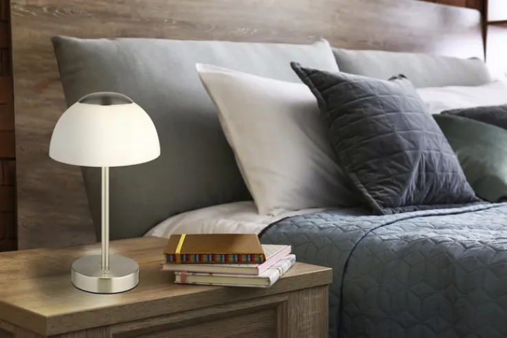 GLOBO Akku LED Tischlampe SAMIRA 31 cm nickelfarbig