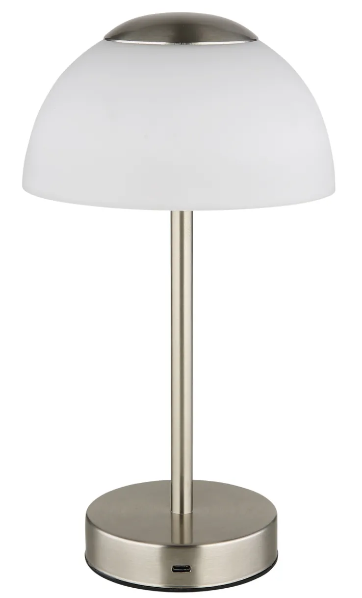 GLOBO Akku LED Tischlampe SAMIRA 31 cm nickelfarbig