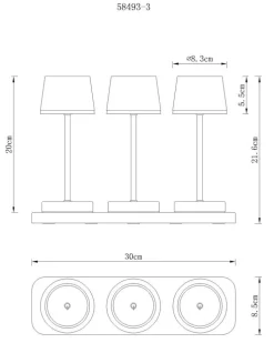 GLOBO Akku LED Tischleuchte DAWSON, Kunststoff/Metall, 30 x 21,6 x 8,5 cm Schwarz
