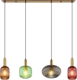 GLOBO Balkenpendel NORMY 4-flg messingfarbig /mehrfarbig