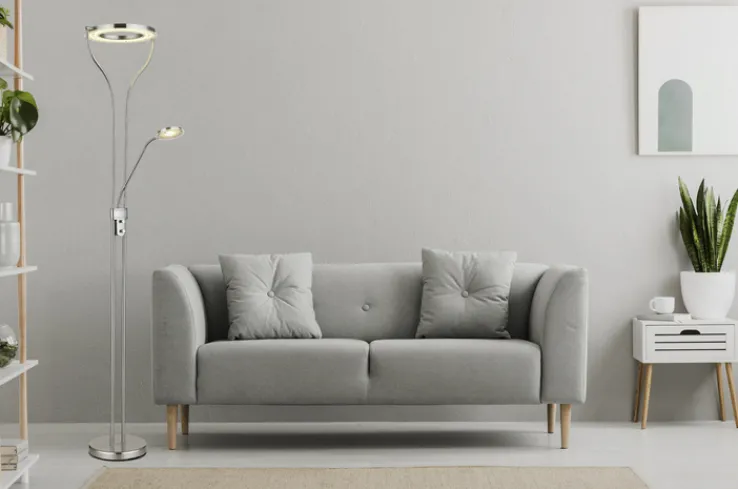 GLOBO LED Deckenfluter EBRO 2-flg nickelfarbig