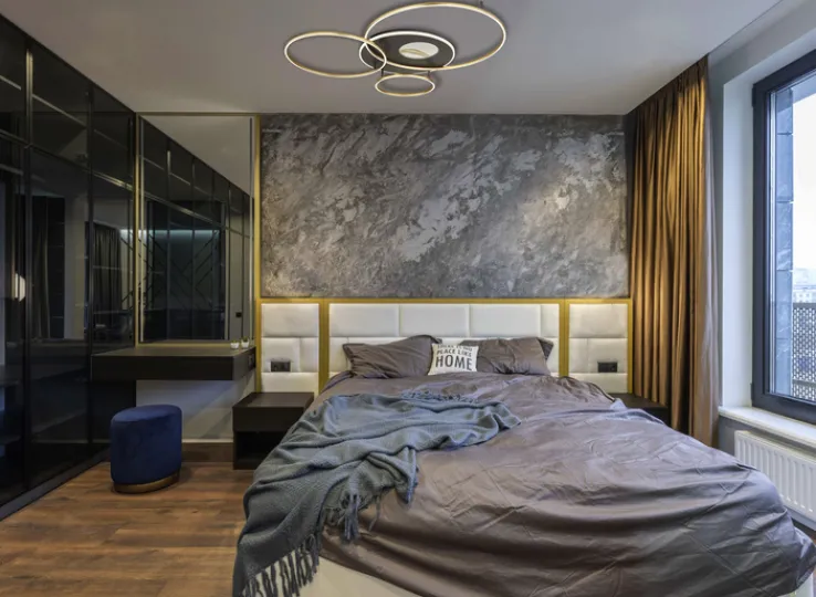 GLOBO LED Deckenlampe INVERTINA 126x105 cm anthrazit /goldfarbig