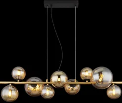 GLOBO LED Retrofit Balkenpendel RIHA 9-flg messingfarbig /amber