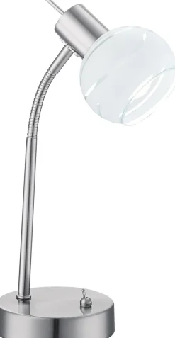 GLOBO LED Retrofit Tischlampe ELLIOTT 34 cm nickelfarbig