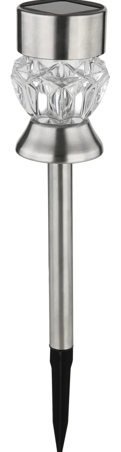 GLOBO LED Solarlampe Gartenspieß SIMON 2er Set silberfarbig