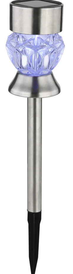 GLOBO LED Solarlampe Gartenspieß SIMON 2er Set silberfarbig