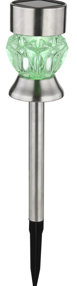 GLOBO LED Solarlampe Gartenspieß SIMON 2er Set silberfarbig