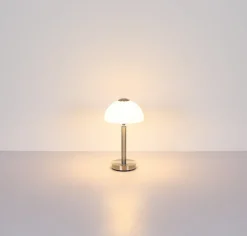 GLOBO LED Tischlampe ULDIN 31 cm nickelfarbig