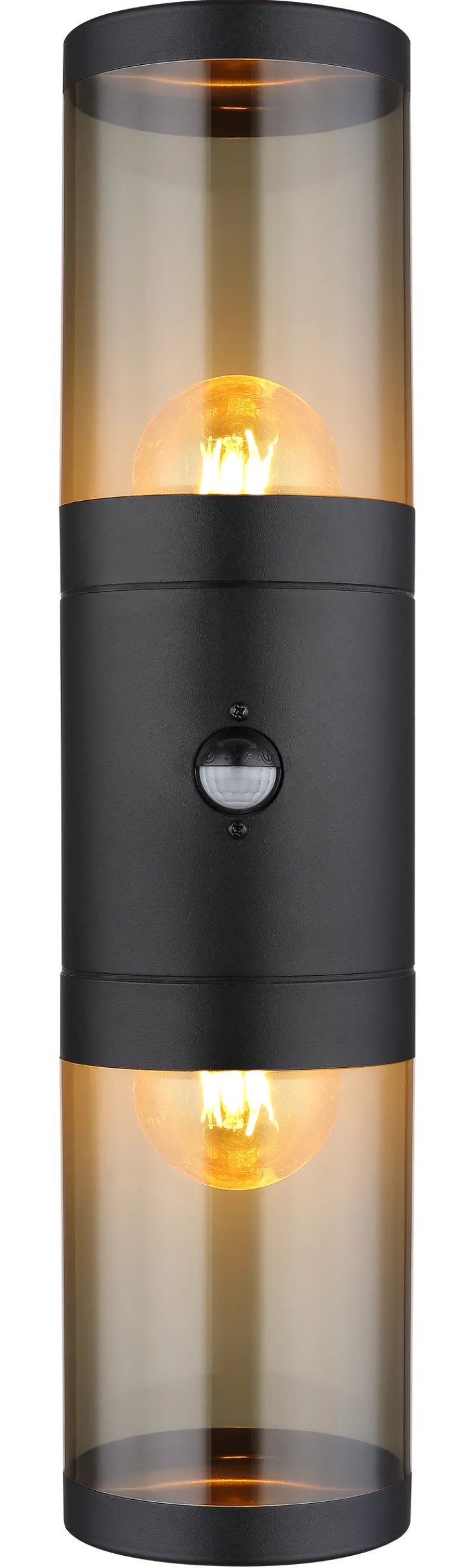 GLOBO Retrofit Außenwandleuchte XELOO B 2-flg schwarz /rauchfarbig