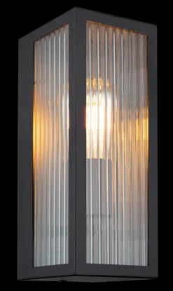 GLOBO Retrofit Außenwandleuchte GUNDULA schwarz /Glas