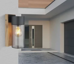 GLOBO Retrofit Außenwandleuchte ETSI Holzoptik
