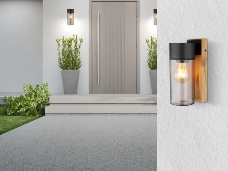 GLOBO Retrofit Außenwandleuchte ETSI Holzoptik