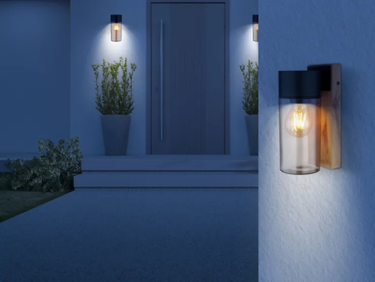 GLOBO Retrofit Außenwandleuchte ETSI Holzoptik