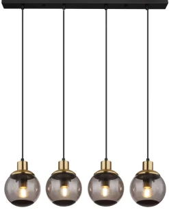 GLOBO Retrofit Balkenpendel POTTER 75 cm schwarz /messingfarbig