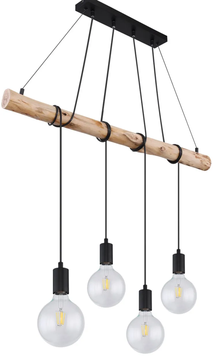 GLOBO Retrofit Balkenpendel AUSTON 4-flg naturfarbig