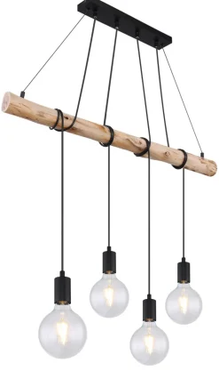 GLOBO Retrofit Balkenpendel AUSTON 4-flg naturfarbig
