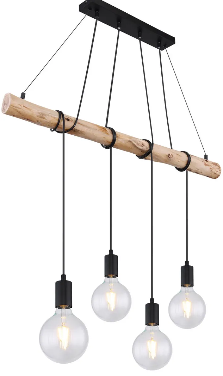GLOBO Retrofit Balkenpendel AUSTON 4-flg naturfarbig