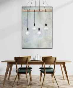 GLOBO Retrofit Balkenpendel AUSTON 4-flg naturfarbig