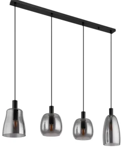 GLOBO Retrofit Balkenpendel GARRI 107 cm schwarz /rauchfarbig