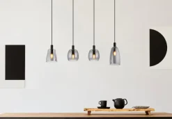 GLOBO Retrofit Balkenpendel GARRI 107 cm schwarz /rauchfarbig