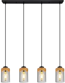 GLOBO Retrofit Balkenpendel FINCA 82 cm schwarz /Holz