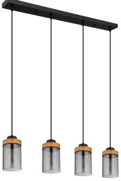 GLOBO Retrofit Balkenpendel FINCA 82 cm schwarz /Holz