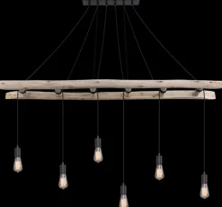 GLOBO Retrofit Balkenpendel IRMGARD 160 cm schwarz /Holz