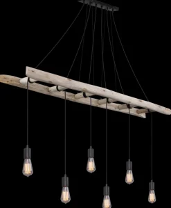 GLOBO Retrofit Balkenpendel IRMGARD 160 cm schwarz /Holz