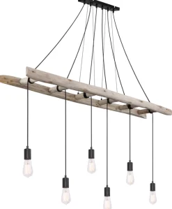 GLOBO Retrofit Balkenpendel IRMGARD 160 cm schwarz /Holz