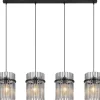 GLOBO Retrofit Balkenpendel GORLEY 4-flg schwarz /rauchfarbig