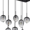 GLOBO Retrofit Balkenpendel ATTILA 8-flg schwarz /Rauchglas