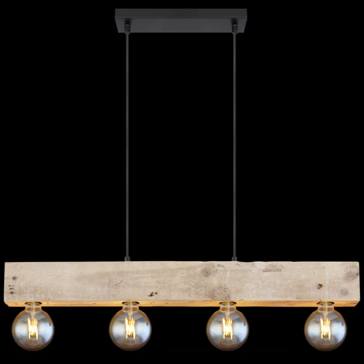 GLOBO Retrofit Balkenpendel ADALIE 80 cm schwarz /Holz