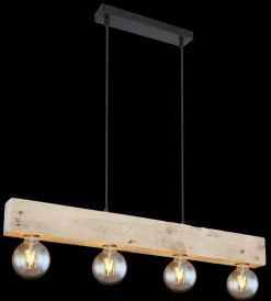 GLOBO Retrofit Balkenpendel ADALIE 80 cm schwarz /Holz