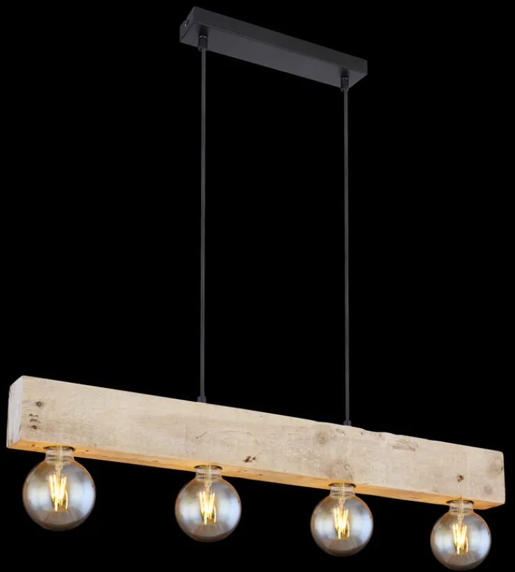 GLOBO Retrofit Balkenpendel ADALIE 80 cm schwarz /Holz