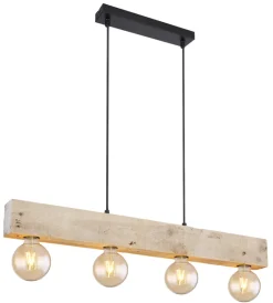 GLOBO Retrofit Balkenpendel ADALIE 80 cm schwarz /Holz