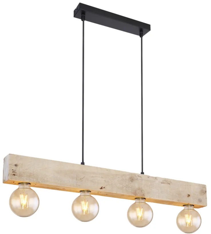 GLOBO Retrofit Balkenpendel ADALIE 80 cm schwarz /Holz