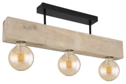 GLOBO Retrofit Deckenlampe ADALIE 60 cm schwarz /Holz