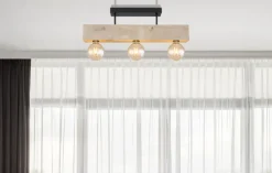 GLOBO Retrofit Deckenlampe ADALIE 60 cm schwarz /Holz