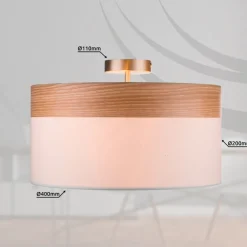 GLOBO Retrofit Deckenlampe CHIPSY 40 cm beige /Holzdekor