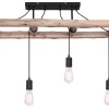 GLOBO Retrofit Deckenlampe IRMGARD 115 cm schwarz /Holz