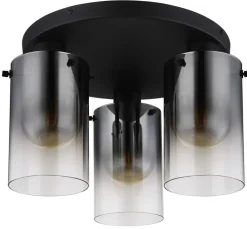 GLOBO Retrofit Deckenlampe FLORENTINA 3-flg schwarz /Rauchglas