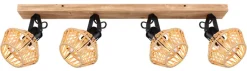 GLOBO Retrofit Deckenlampe mit 4 Spots VALLI 80 cm schwarz /Hanf beige
