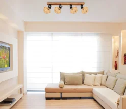 GLOBO Retrofit Deckenlampe mit 4 Spots VALLI 80 cm schwarz /Hanf beige