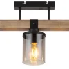 GLOBO Retrofit Deckenlampe LILA 52 cm Holz /rauchfarbig