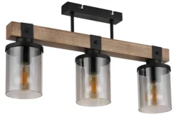 GLOBO Retrofit Deckenlampe LILA 52 cm Holz /rauchfarbig